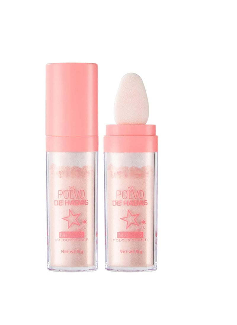 AKARY AKARY Body Glitter Fairy Polvo De Hadas Shimmer Face Highlighter Powder  Blush Stick Instant Glow Luminizer Duo Glitter Face Hair High Gloss Sparkle SmudgeProof Highlighter Stick Party Makeup 02 Fairy Pink 
