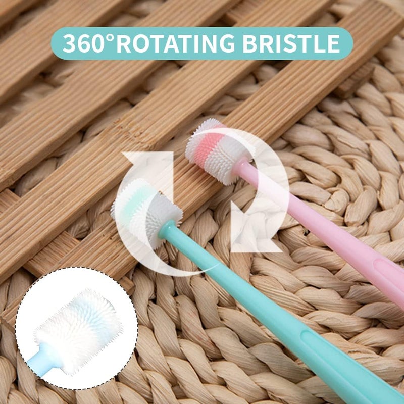 YMPEKA 3Pack Small Dog Toothbrush Cat Tooth Brush Brushing Kit pet Toothbrush Cat Dental Care,Deep Clean Acne Chin Treatment Suction Cup 360 Degree Silicone pet Toothbrush, for Cats Dogs - Image 2