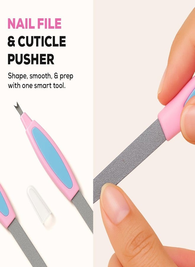 Multibrite Nail Filer with Cuticle Remover Manicure Tool Set, Stainless Steel Nail Care Kit, Double Sided Mini Nail Files and Nail Buffer for Strong Healthy Nails, 1 Pcs - Image 4