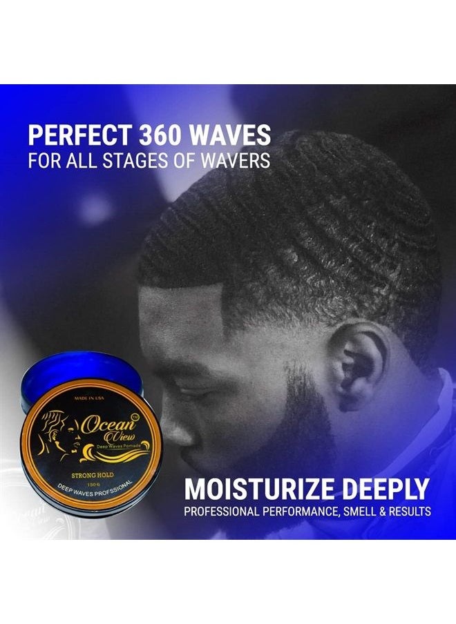 OCEAN VIEW DEEP WAVES POMADE - Water-Based Hair Cream for 360 Wave Training and Wolfing- Silky Smooth Application and Styling, Strong Hold, Easy Wash- Waver and Barber Accessories - 4oz Tin Can - Image 1