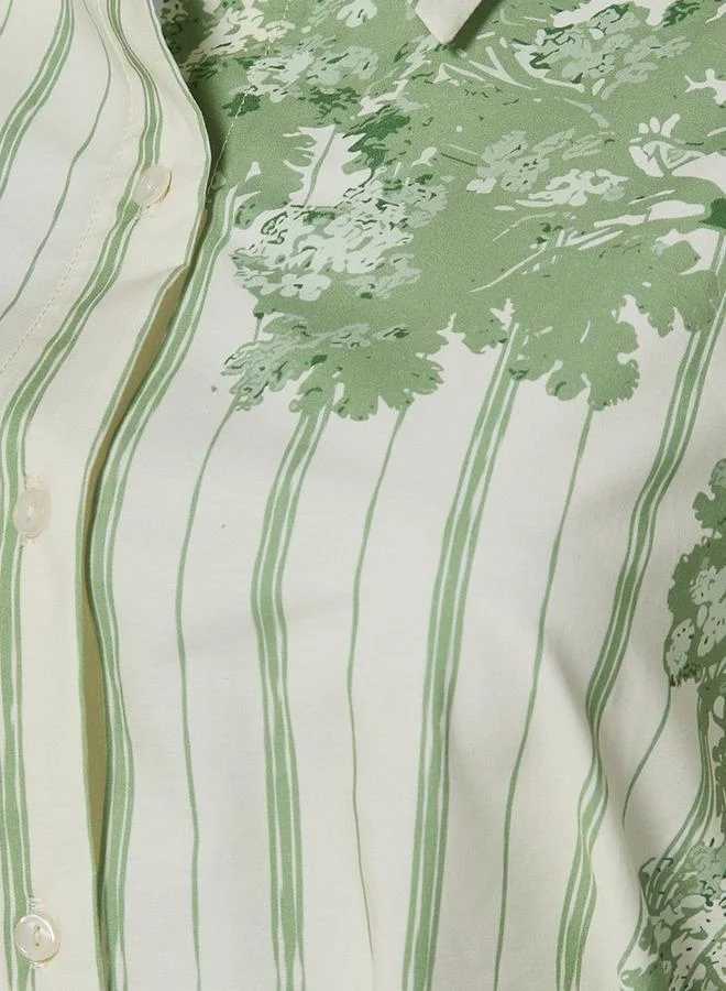 ايكونيك Iconic Printed Women Shirt Dress with Tie-Up Belt