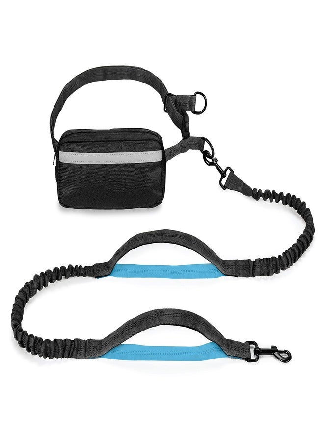 Squirrel Products Hands Free Dog Leash with Hip Belt/Crossbody Strap, Zipper Pouch, and Shock Absorbing Bungee for Walking or Jogging with pet (Black, Blue) - Image 1