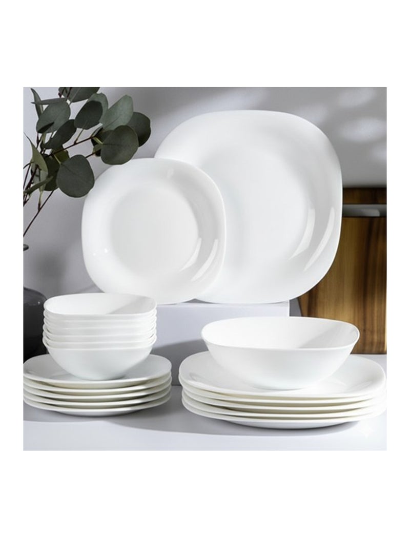 Houzi مجموعة أدوات المائدة من هوزي 20 قطعة من الزجاج الأوبال 4 أطباق عشاء 4 أطباق حلوى 4 سلطانيات 4 أكواب 4 صحون تقديم لـ 4 أشخاص - Image 3