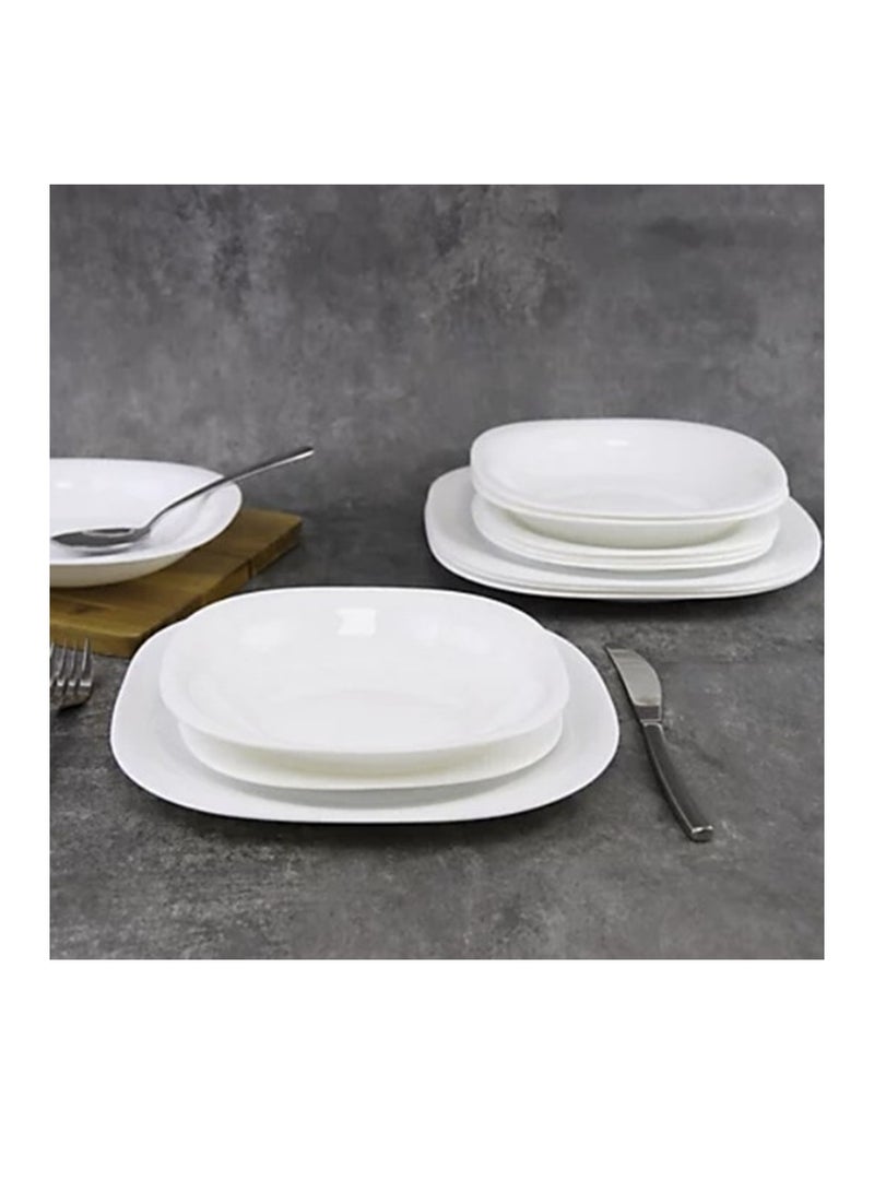 Houzi مجموعة أدوات المائدة من هوزي 20 قطعة من الزجاج الأوبال 4 أطباق عشاء 4 أطباق حلوى 4 سلطانيات 4 أكواب 4 صحون تقديم لـ 4 أشخاص - Image 4