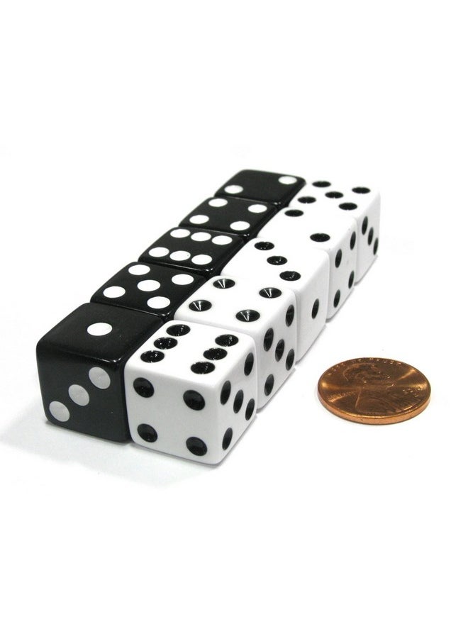 Koplow Games - Set of 10 Six Sided 16mm D6 Dice - 5 Black w White Pip and 5 White w Black Pip by Koplow Games - Image 1