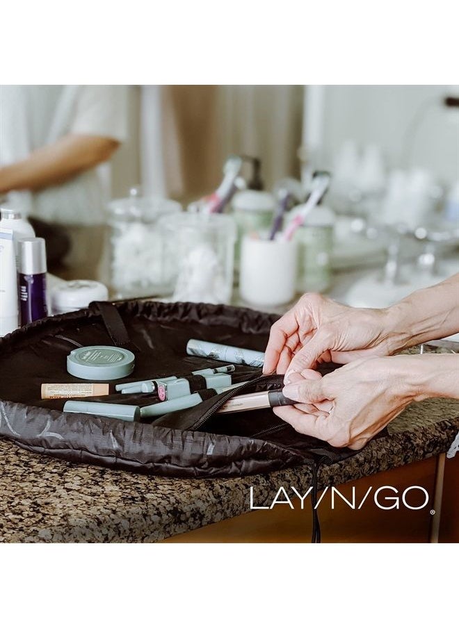 Lay-n-Go Cosmo Drawstring Cosmetic & Makeup Bag Organizer, Toiletry Bag for Travel, Gifts, and Daily Use, 20 inch, Dot (Navy/Green)  - Image 5