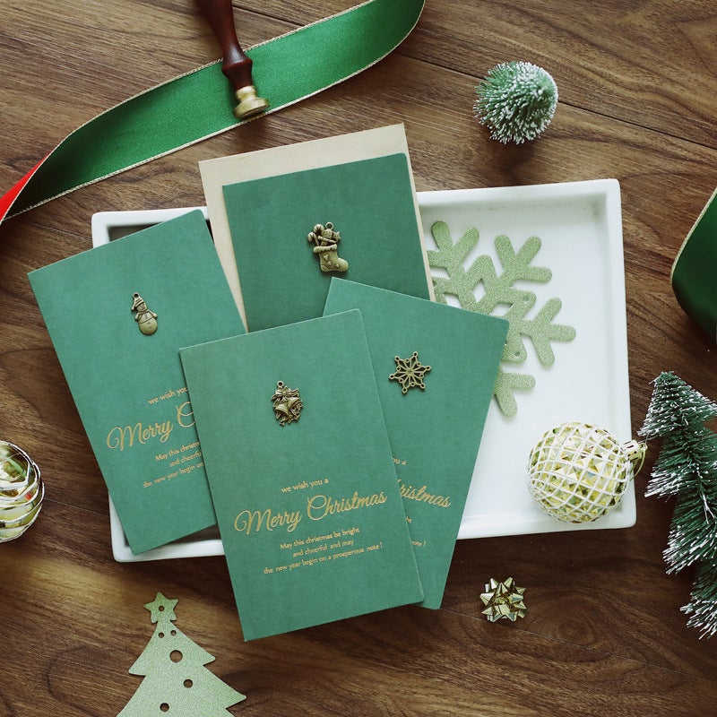 Vintage Gilding Christmas Metal Copper Decorative Greeting Card Business Gift Holiday Thanksgiving Greeting Card With Envelope - Image 2
