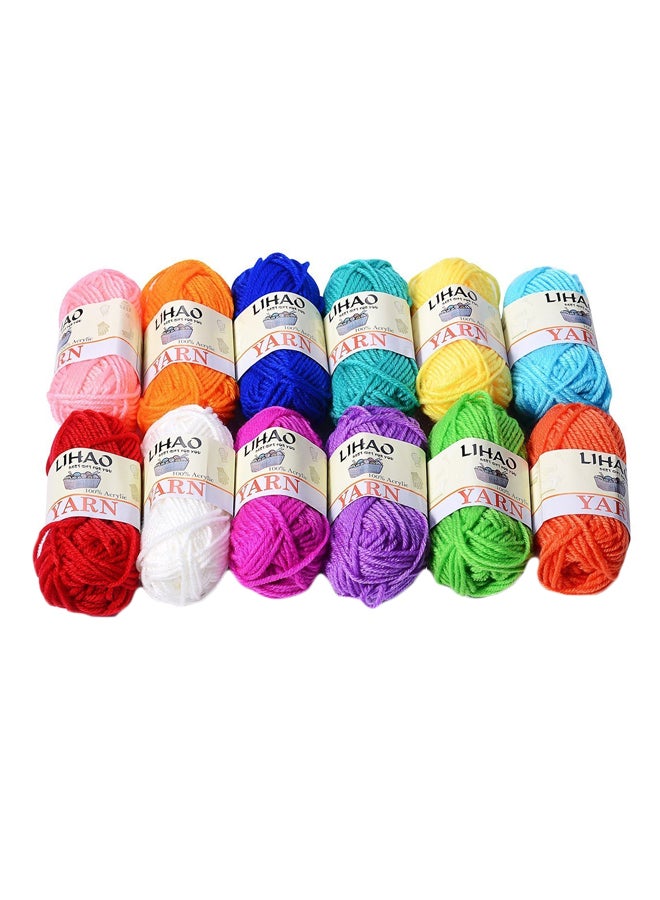 Loquat 12-Piece keins Mini Yarn For Knitting Crochet Craft Set Multicolour 11.5x9.3x1.6inch - Image 1