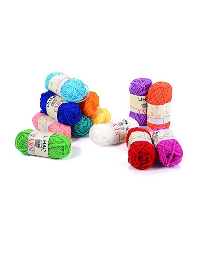 Loquat 12-Piece keins Mini Yarn For Knitting Crochet Craft Set Multicolour 11.5x9.3x1.6inch - Image 2