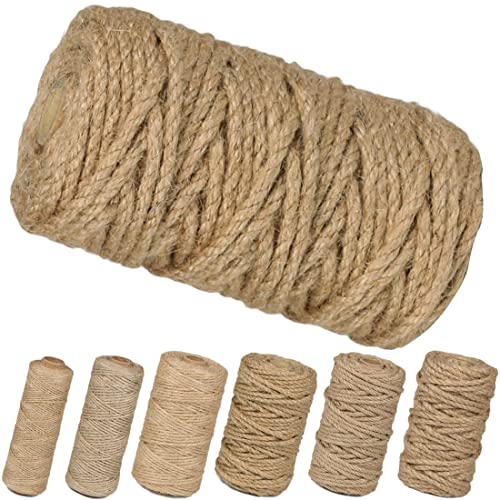PH PERKHOMY PerkHomy 5mm Jute Rope 105 Feet Twisted Heavy Duty and Thick Twine Rope for Cat Scratcher Scratching Post Tree Craft Projects Gardening Home Decoration Packing Bundling 105FT 5mm - Image 3