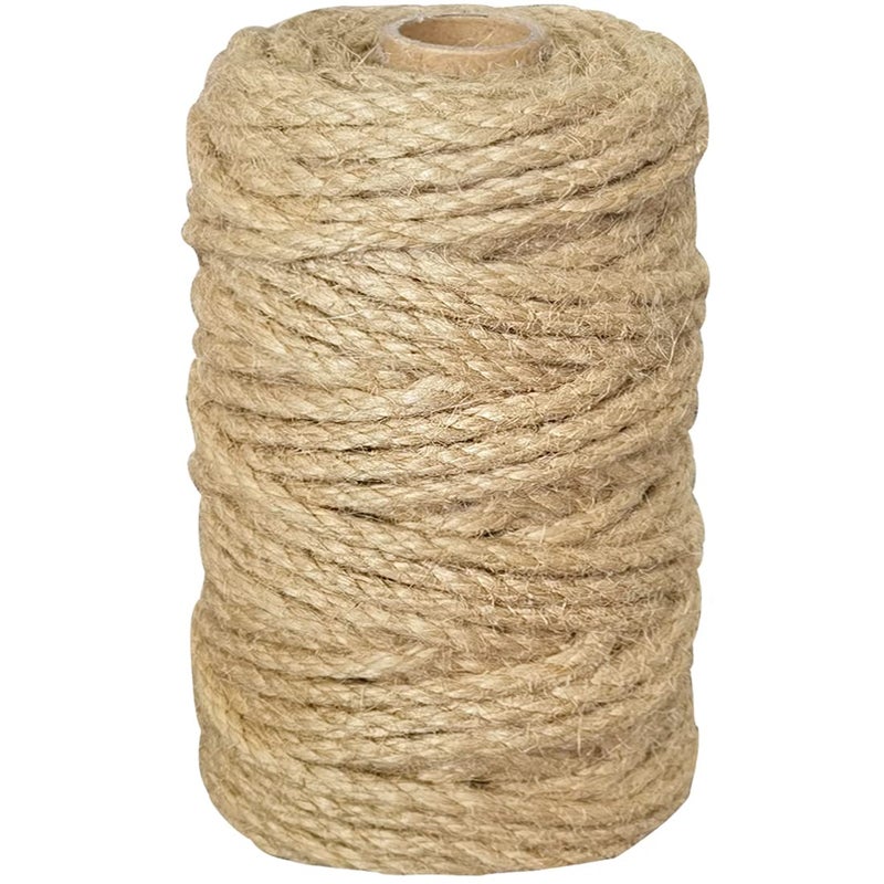 PH PERKHOMY PerkHomy 5mm Jute Rope 105 Feet Twisted Heavy Duty and Thick Twine Rope for Cat Scratcher Scratching Post Tree Craft Projects Gardening Home Decoration Packing Bundling 105FT 5mm - Image 2