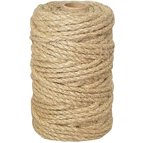 PH PERKHOMY PerkHomy 5mm Jute Rope 105 Feet Twisted Heavy Duty and Thick Twine Rope for Cat Scratcher Scratching Post Tree Craft Projects Gardening Home Decoration Packing Bundling 105FT 5mm - Image 1