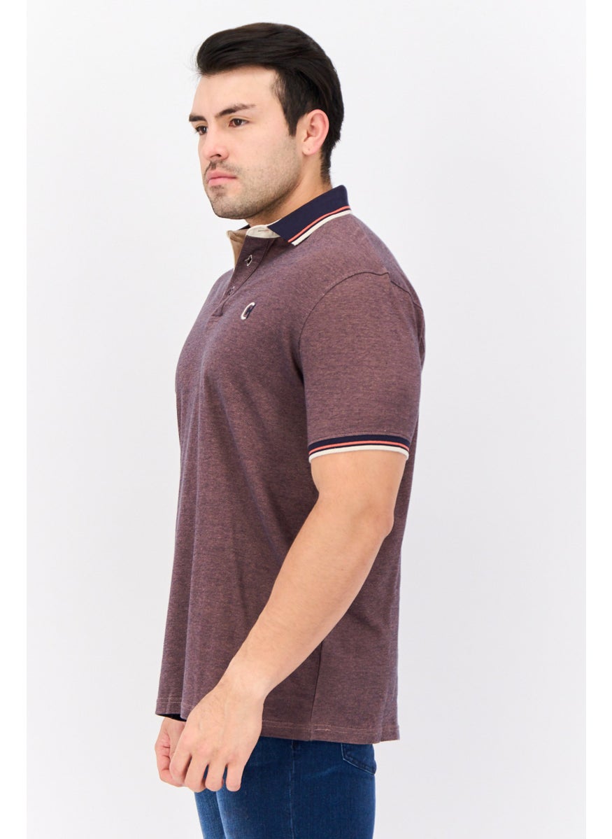 CROSSHATCH Men Regular Fit Embroidered Logo Short Sleeves Polo, Mauve  - Image 2