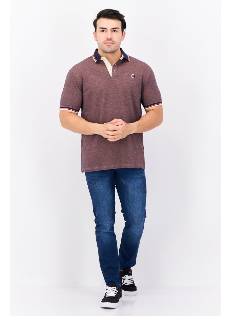 CROSSHATCH Men Regular Fit Embroidered Logo Short Sleeves Polo, Mauve  - Image 4
