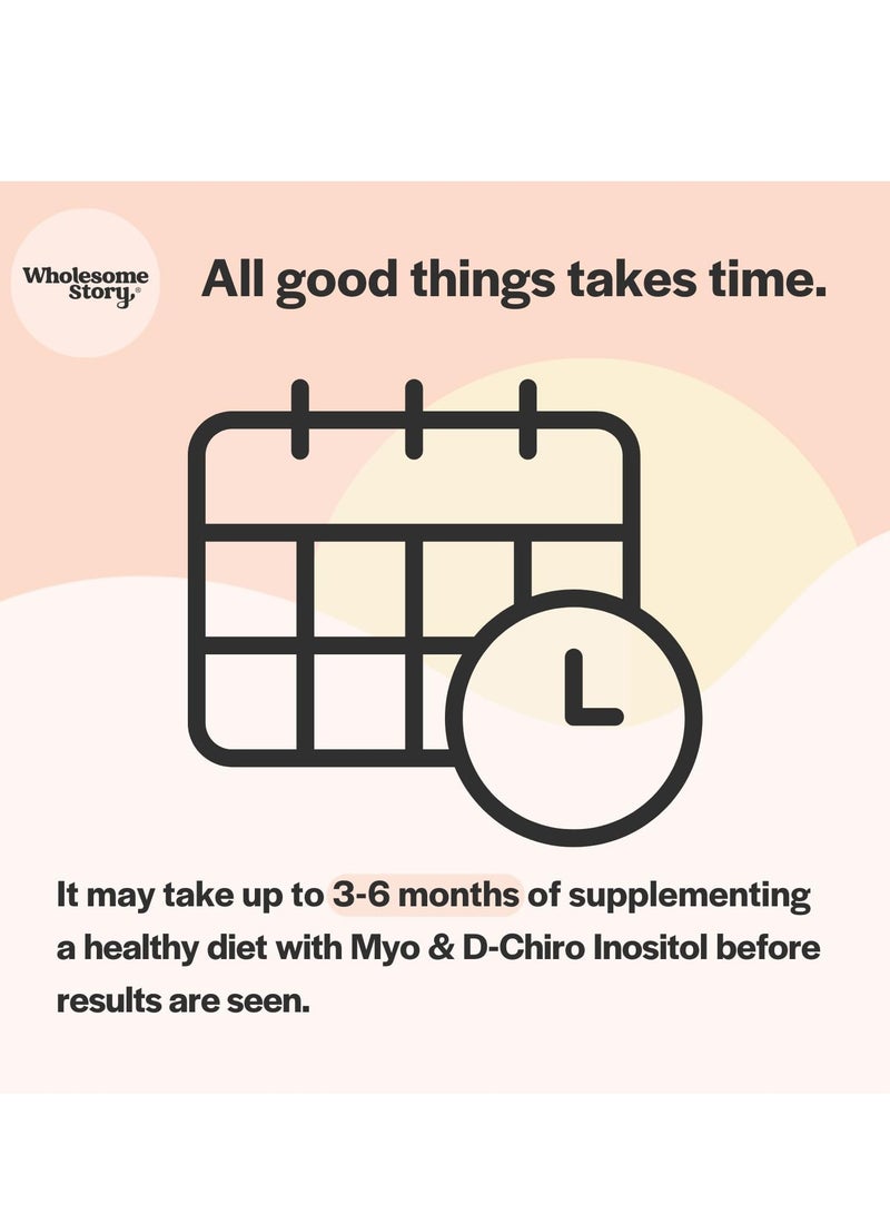 Wholesome Story Myo-Inositol and D-Chiro Blend Most Beneficial 40:1 Ratio PCOS, Hormonal Balance and Healthy Ovarian Function Support Vitamin B8 for Women (120 Vegetarian Capsules) - Image 4