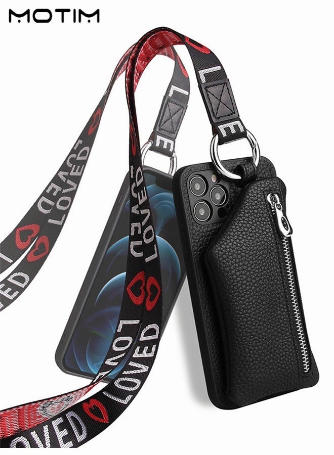 Motim iPhone 14 Wallet Case with Zipper, Back with Card Holder, Leather Protective Shockproof Case Cover with Strap - Image 2