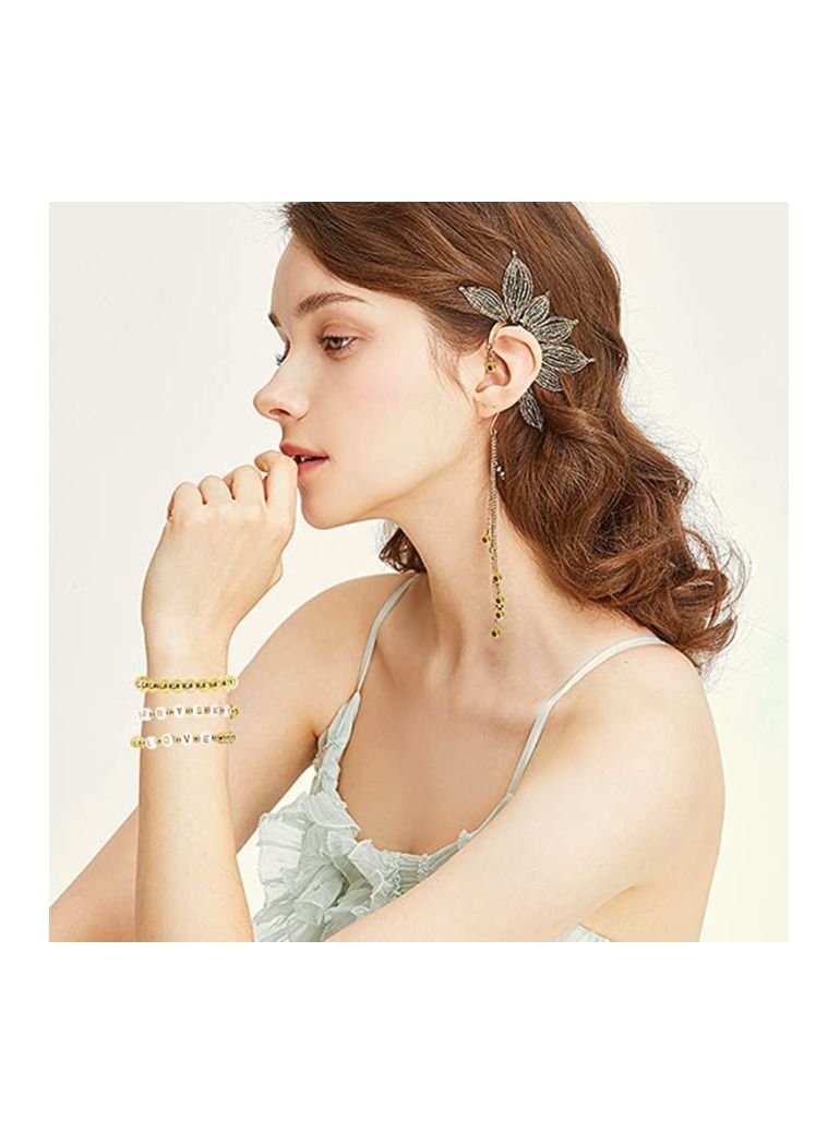 SYOSI 1800Pcs Beads Making Kit Gold Round Spacer Beads Smooth Loose Ball Alphabet White Pearls Beads and 2 Rolls Elastic String for DIY Bracelet Jewelry Craft - Image 3