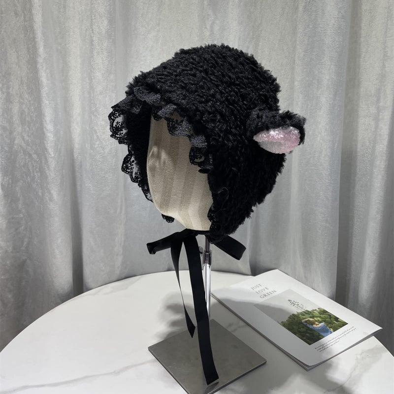 EINCORN Cartoon Lamb Hat Cute Caps Party Holiday for Autumn Winter Japanese Costume for Kid Adults with Strap Warm Hat, As the Picture Shows - Image 4