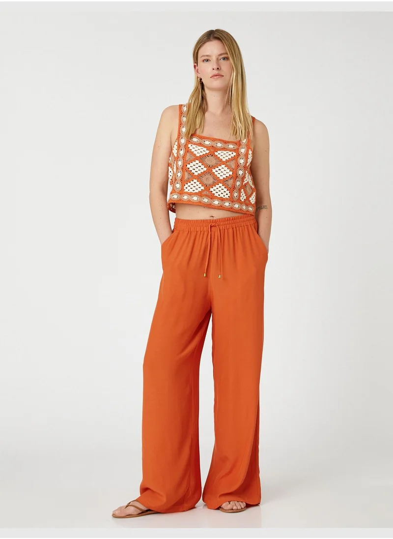 KOTON Drawstring Pocket Wide Leg Trousers