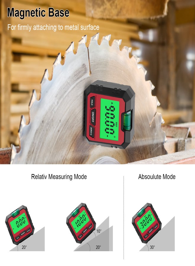 Digital Electronic Level and Angle Gauge, Angle Finder with Bubble Level and Magnetic Base, Digital Inclinometer Angle Measuring Tool for Woodworking, Construction and Machinery - Image 4