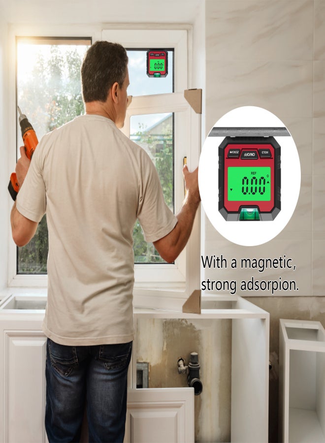 Digital Electronic Level and Angle Gauge, Angle Finder with Bubble Level and Magnetic Base, Digital Inclinometer Angle Measuring Tool for Woodworking, Construction and Machinery - Image 5