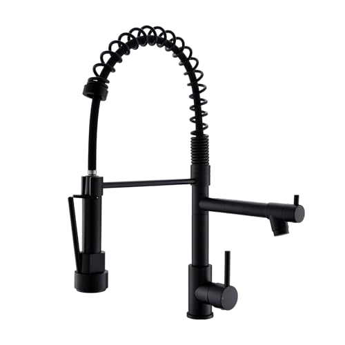AIMADI Kitchen Faucet,Kitchen Faucets with Pull Down Sprayer AIMADI Commercial Style Single Handle Matte Black Kitchen Faucet with Sprayer - Image 1