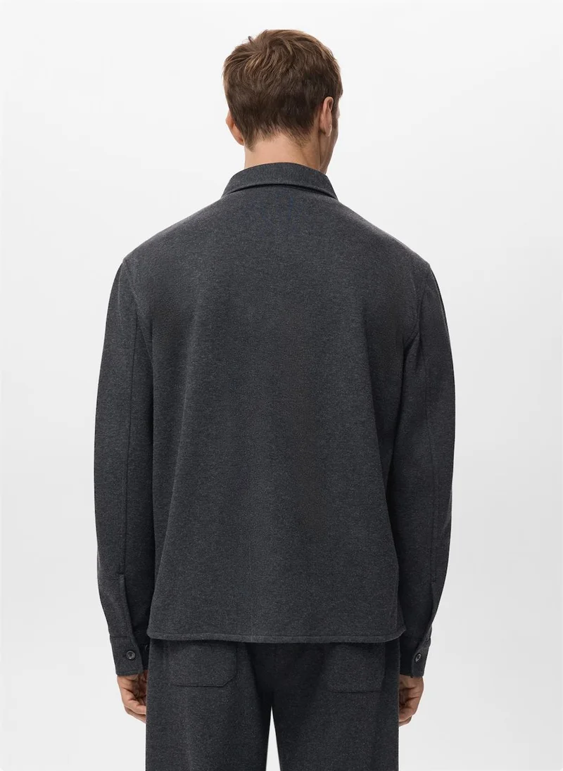 Mango Man Flannel overshirt with pockets