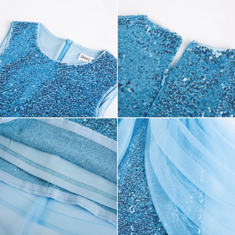 GRACE KARIN Teen Girls Dresses Size 10 Sequin Formal Pageant Special Occasion Prom Birthday Party Light Blue Dress - Image 5