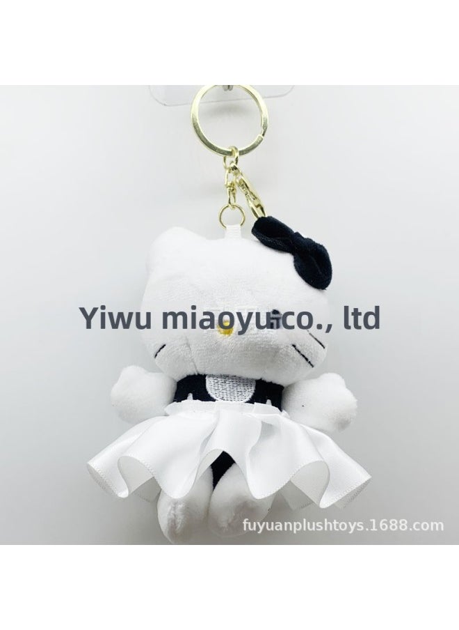 Generic - Sanrio Hello Kitty Pendant KT Hello Kitty Girl Bag Keychain Clothing Accessories-Specifications:Black + White Skirt Kt-Color:Pendant + Love Buckle - Image 1