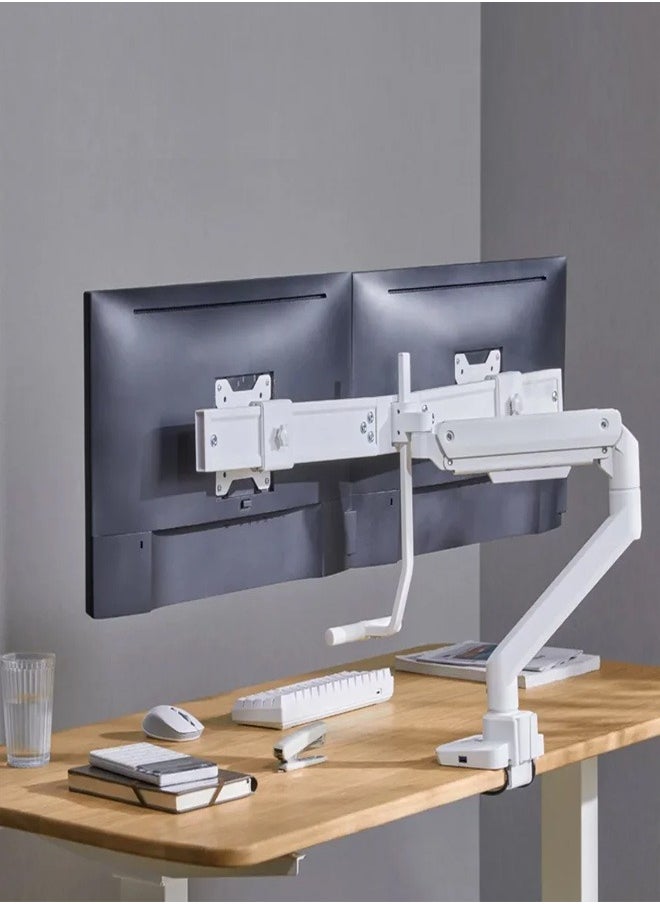 Skill Tech - SH69 C022UC Desk-Mounted Gas Spring Dual Monitor Arm with USB-A/USB-C Ports for 17"-32" Screens, VESA 100x100, 9kg Load Capacity – Black - Image 1