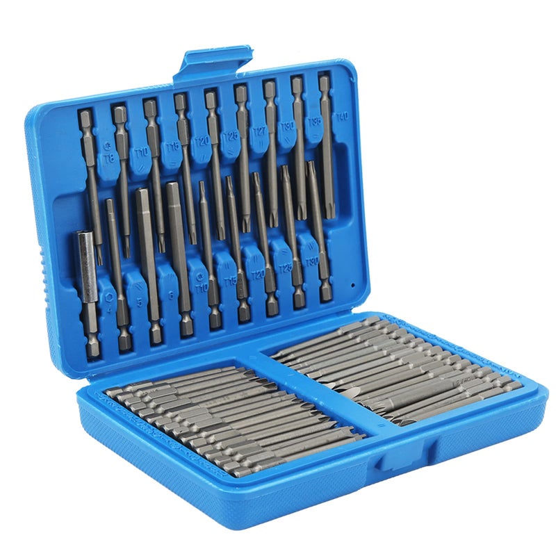OUKENS 50pcs Extra Long Security Bit Set,Screwdriver Bit Set, Extra Long Magnetic Driver Kit CR-V ABS Screwdriver Bit, Square Flat Hex Spline Clutch Torq Multi Sizes Screwdriver Bits - Image 1