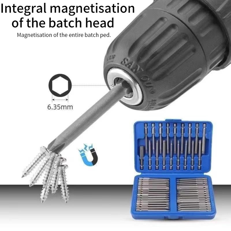 OUKENS 50pcs Extra Long Security Bit Set,Screwdriver Bit Set, Extra Long Magnetic Driver Kit CR-V ABS Screwdriver Bit, Square Flat Hex Spline Clutch Torq Multi Sizes Screwdriver Bits - Image 3