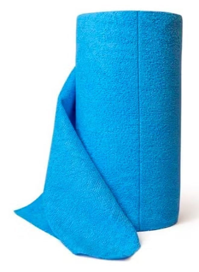 20 20 Planet CARE EVERYDAY Microfiber Cleaning Cloths, Rags Kitchen Towel Dish, Car Wash Kit, Windows, Surface, Bathroom, Absorbent Reusable, All Purpose, Cleaning Supplies - 30 x 40 cm – Blue (Pack of 10) + (50 Sheets Roll) - Image 2