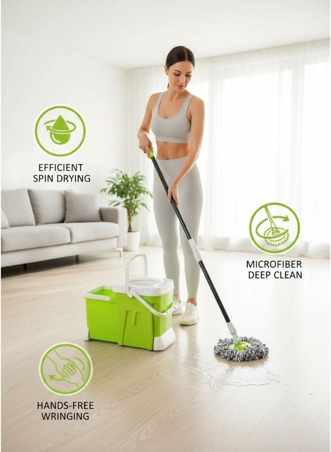 ZEESQUARE Heavy-Duty 12L Mop Bucket with Wringer – Durable Plastic Cleaning Bucket with Splash Guard & Handle, Fits Standard Mops – Ideal for Home, Office, Hotel, Restaurant & Commercial Floor Cleaning (Green) - Image 5