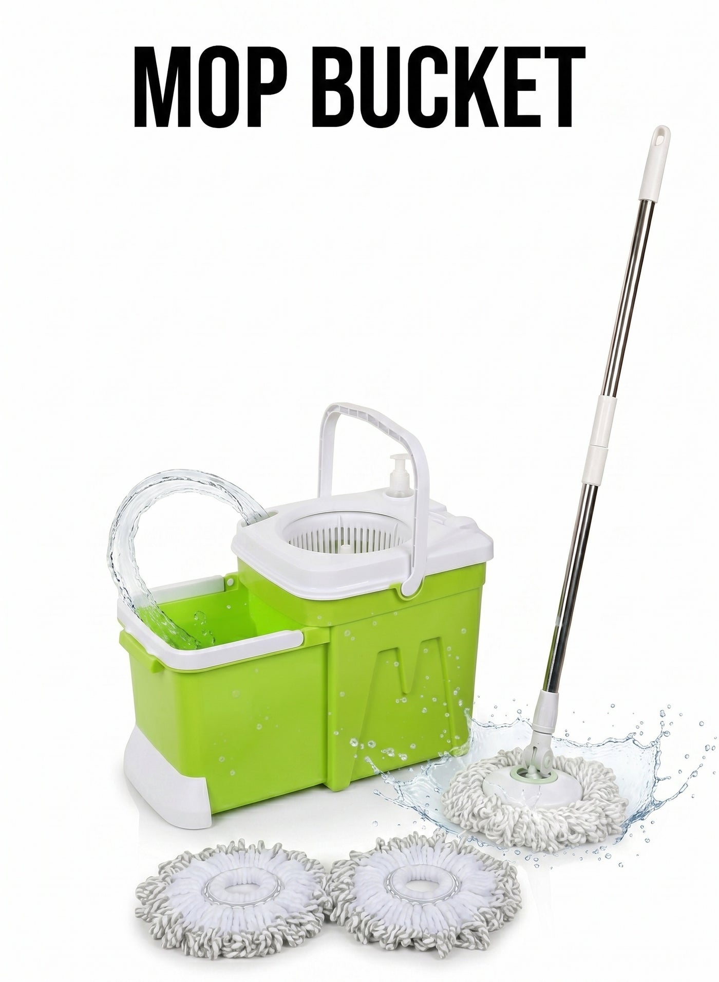 Heavy-Duty 12L Mop Bucket with Wringer – Durable Plastic Cleaning Bucket with Splash Guard & Handle, Fits Standard Mops – Ideal for Home, Office, Hotel, Restaurant & Commercial Floor Cleaning (Green)