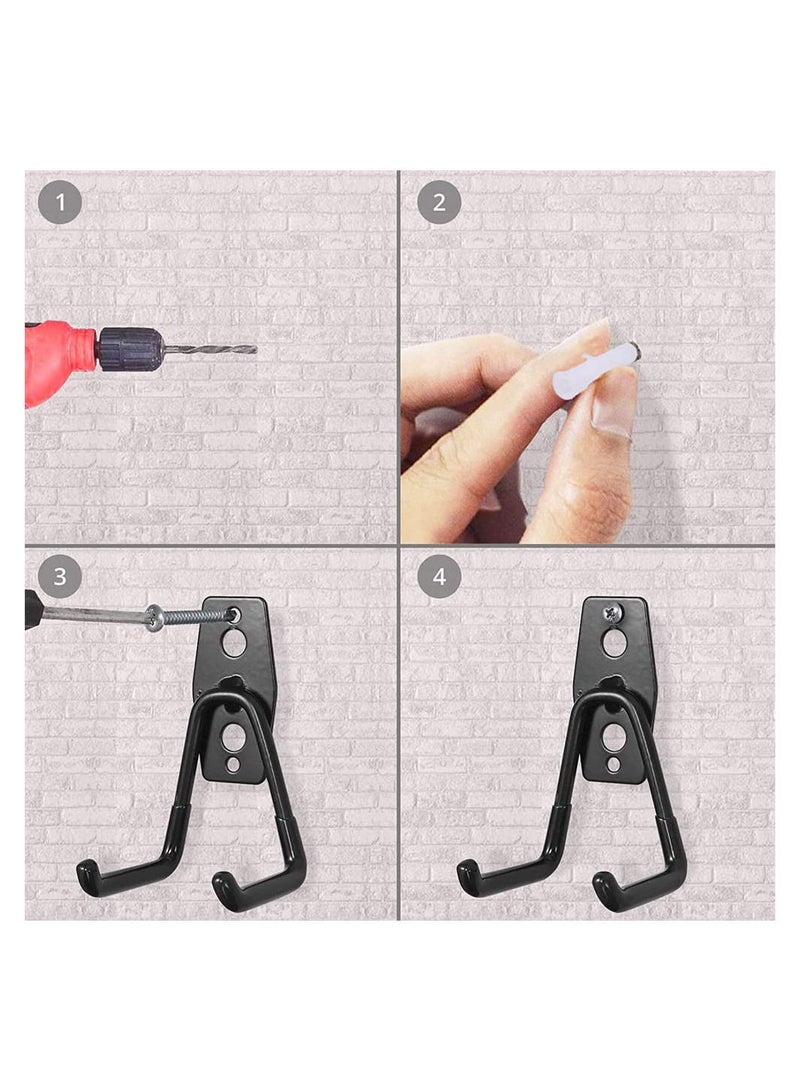 Garage Hooks Heavy Duty, Storage Holders Utility Wall Mount Tool Hook, 5 Size Organizers for Hanging Ladders, Power Tools, Bulky Items, Pack of 12 (Black) - Image 5