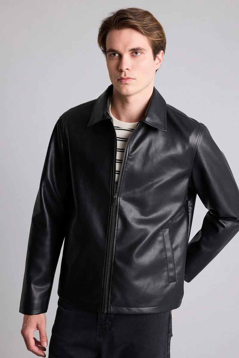 Woman Regular Fit Faux Leather Jacket