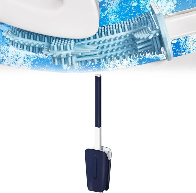 comfrt No Dead Corner Cactus Toilet Brush - [New-Upgrade] Cactu Silicon Toilet Brush and Holder - No-Slip Toilet Bowl Cleaner Brush Set for Clean Toilet (Blue) - Image 1