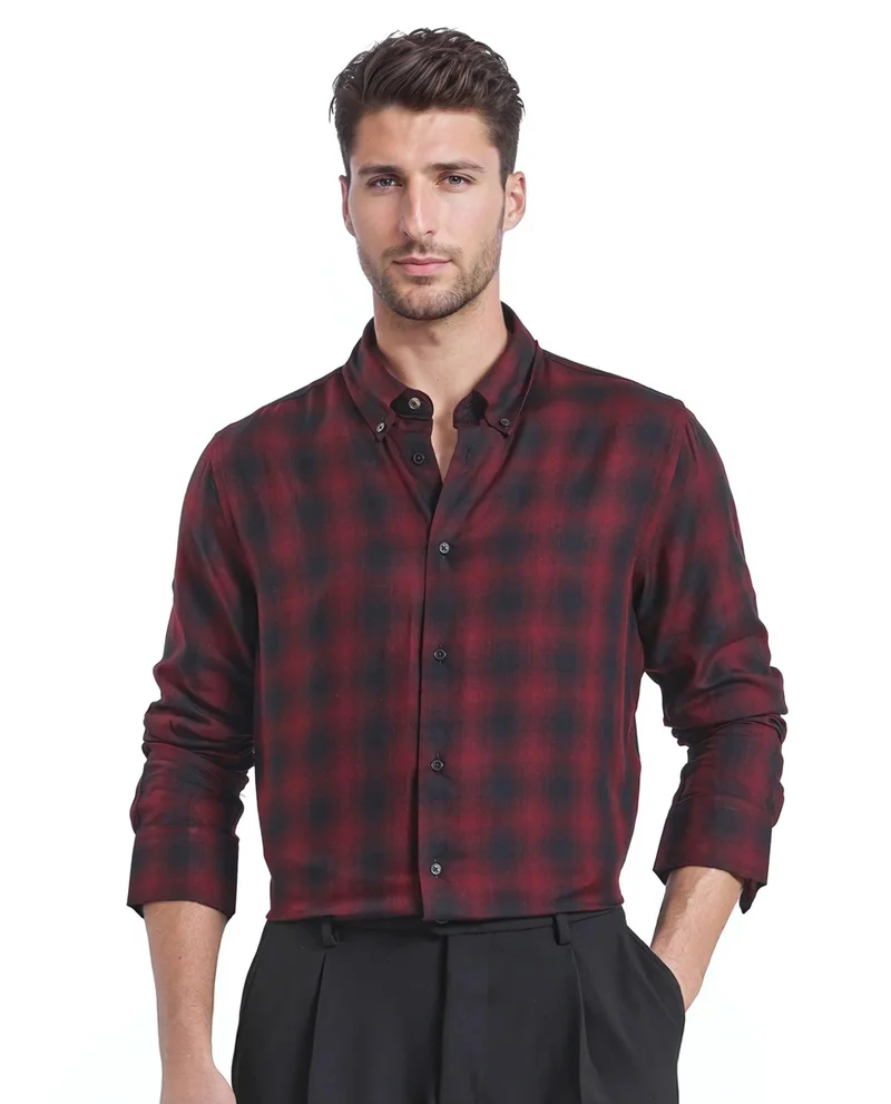 Rare Rabbit Men's Button Down Collar Checked Shirt