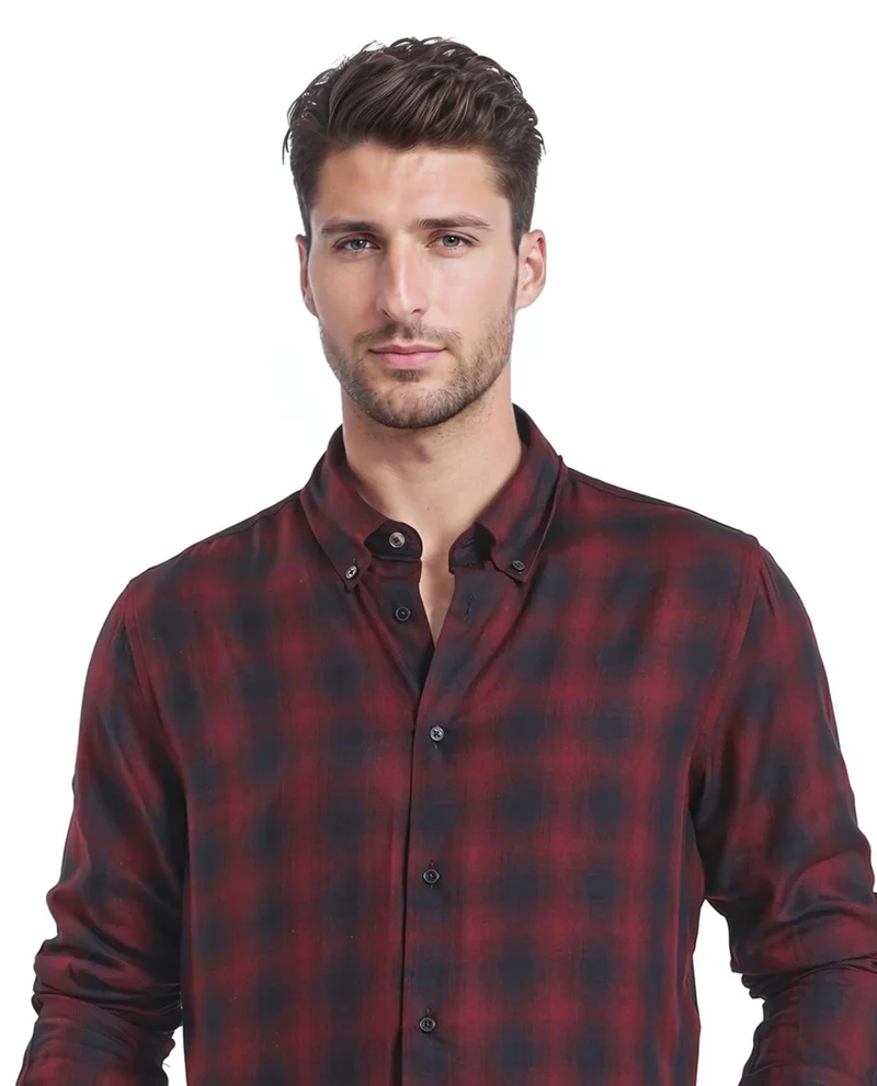 Rare Rabbit Men's Button Down Collar Checked Shirt