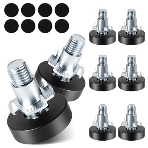 Serplex® 8 PCS Furniture Leveling Feet Pads with T-Nuts, 1/4"-20 UNC Thread Adjustable Levelers, Leg Levelers Table Feet Screw on for Deak, Chairs, Stool Legs, Cabinet-Black - Image 1