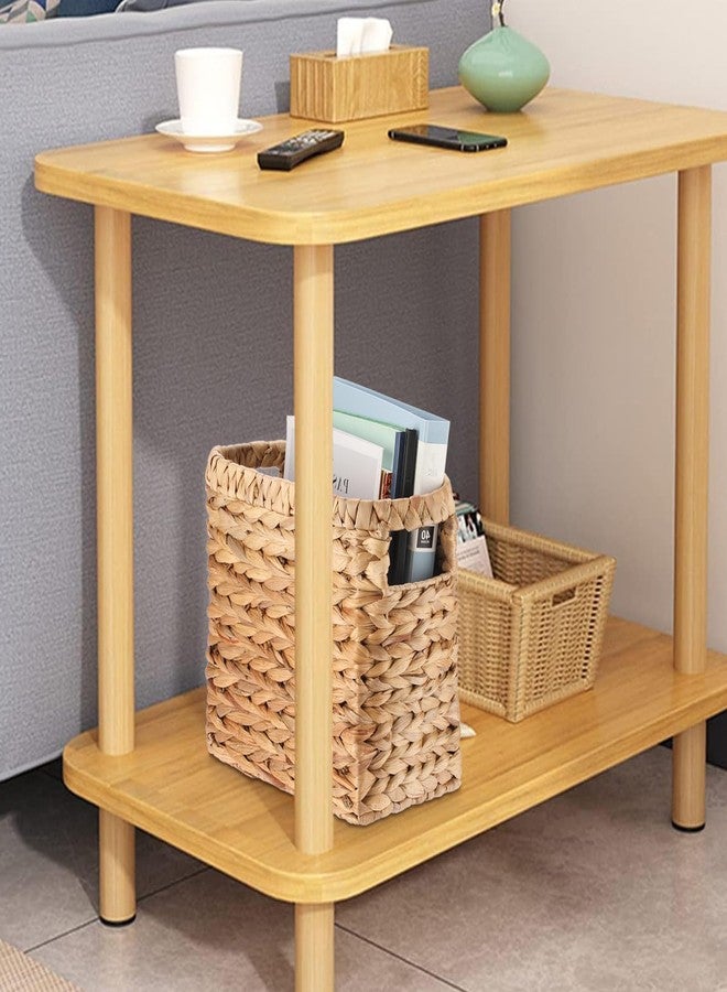 BTSKY Woven Magazine Holder, Water Hyacinth Magazine Basket, Natural Narrow Storage Basket Bin for Books & Files, Magazine Rack with Built-in-Handle for Home, Office & Desk - 11.4x5.9x10.6 Inch - Image 5