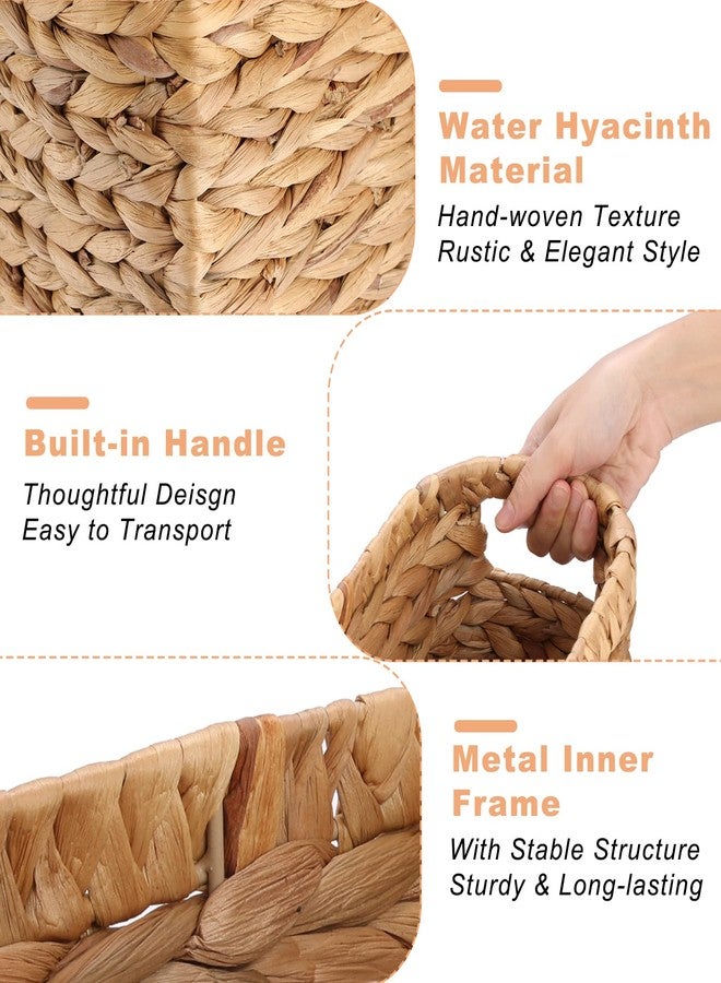 BTSKY Woven Magazine Holder, Water Hyacinth Magazine Basket, Natural Narrow Storage Basket Bin for Books & Files, Magazine Rack with Built-in-Handle for Home, Office & Desk - 11.4x5.9x10.6 Inch - Image 4