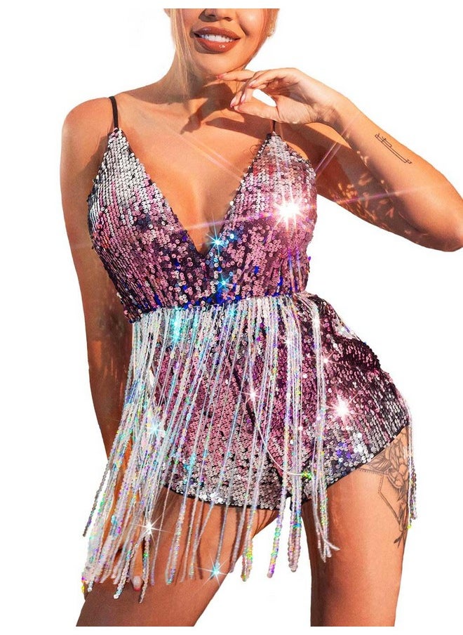 Kakaco Sparkly Sequin Belly Dance Dress Fringe Mini Dresses Party Glitter Jumpsuit for Women Multi-Color - pzsku/ZFFC849DB0DDB80D7955DZ/45/_/1740982983/b2bd24ea-2ac2-4324-82f5-6d5c6fb178a4