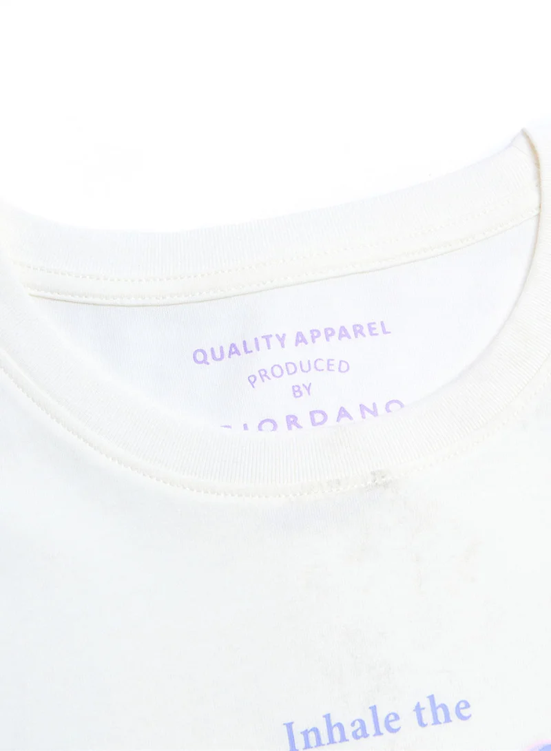 GIORDANO  Women’s Cotton Crew Neck Printed Comfort Tee for Women | Best Price UAE