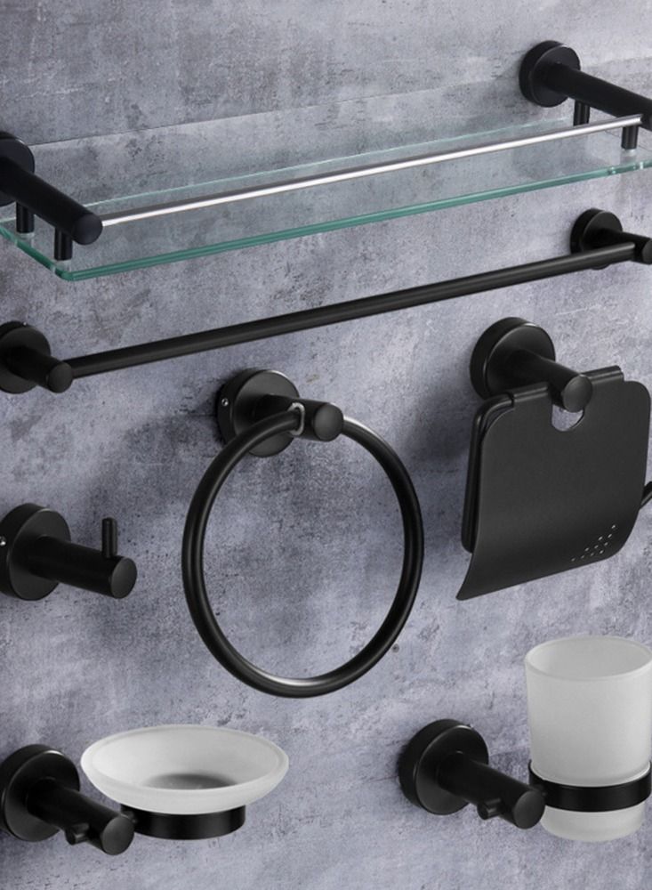 XiuWoo Bathroom Hardware Set 4 Pieces，Stainless Steel Accessories Sets ，Wall Mounted Double Towel Bar ，Towel Holder Hook，Toilet Paper Holder，Soap Dish - Image 1