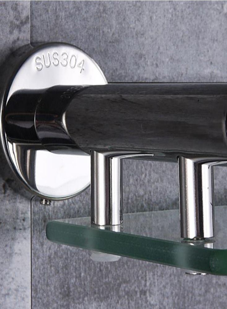 XiuWoo Bathroom Hardware Set 4 Pieces，Stainless Steel Accessories Sets ，Wall Mounted Double Towel Bar ，Towel Holder Hook，Toilet Paper Holder，Soap Dish - Image 3