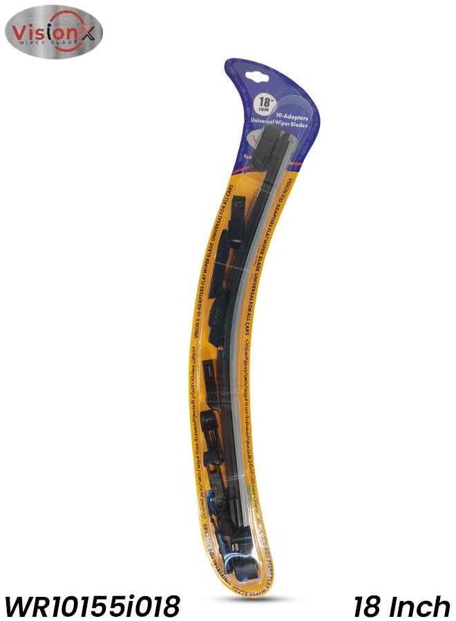 Vision X VisionX WR10155i018 18 Inch Premium All-Weather Flat Frameless Wiper Blade Universal Car Wipers with 10 Adapters - Silent, Streak-Free Clean, Long-Lasting Durability - Image 1