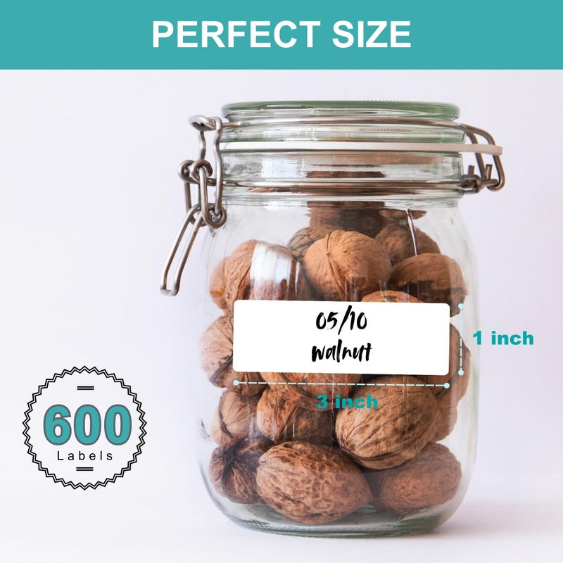 CATIFLIN 600 Blank Removable Freezer Label Stickers, 1â€x3â€ Waterproof Adhesive Paper Tags with Perforation, Easy to Write & Peel for Food Jars, Bottles, Containers, Refrigerator, Storage - Image 5