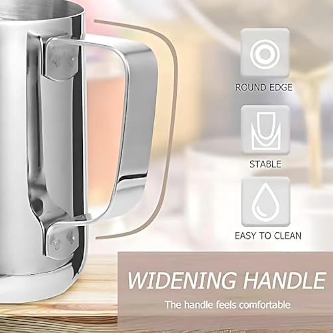 ECVV Stainless Steel Milk Frothing Pitcher 550Ml Coffee Frother Jug For Latte Art Cappuccino Espresso Steaming Milk Cup Barista Tools  Silver - Image 4